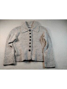 Vtg Habitat Chunky Cardigan Heavyweight Outdoor School Size S Marled Gray White